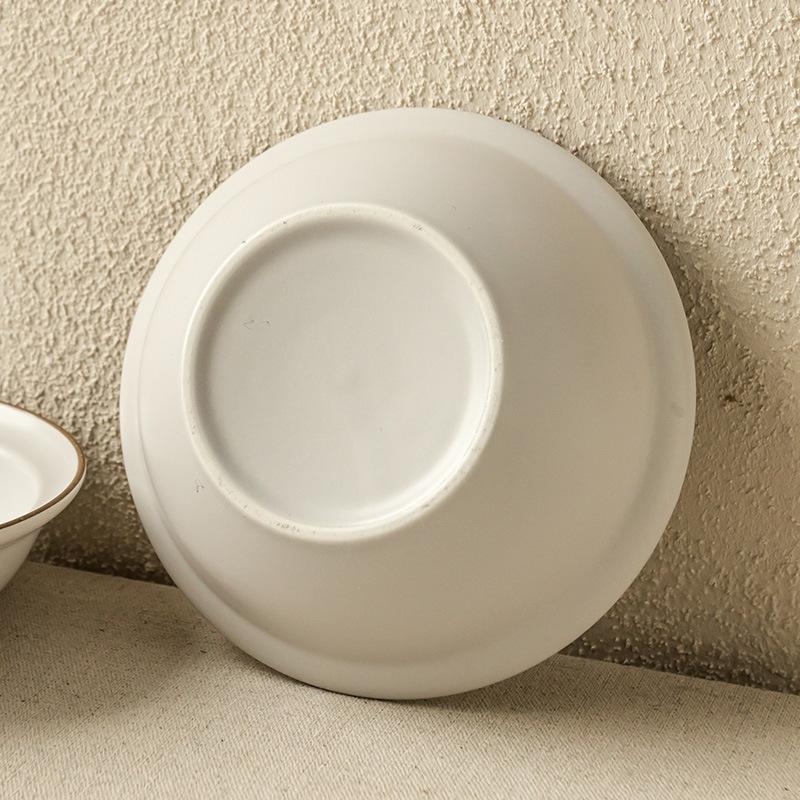 Retro Ceramic Open Rice Bowl Creative Stroking One Person Ramen Bowl Round Fruit Dessert Bowl Household Tableware
