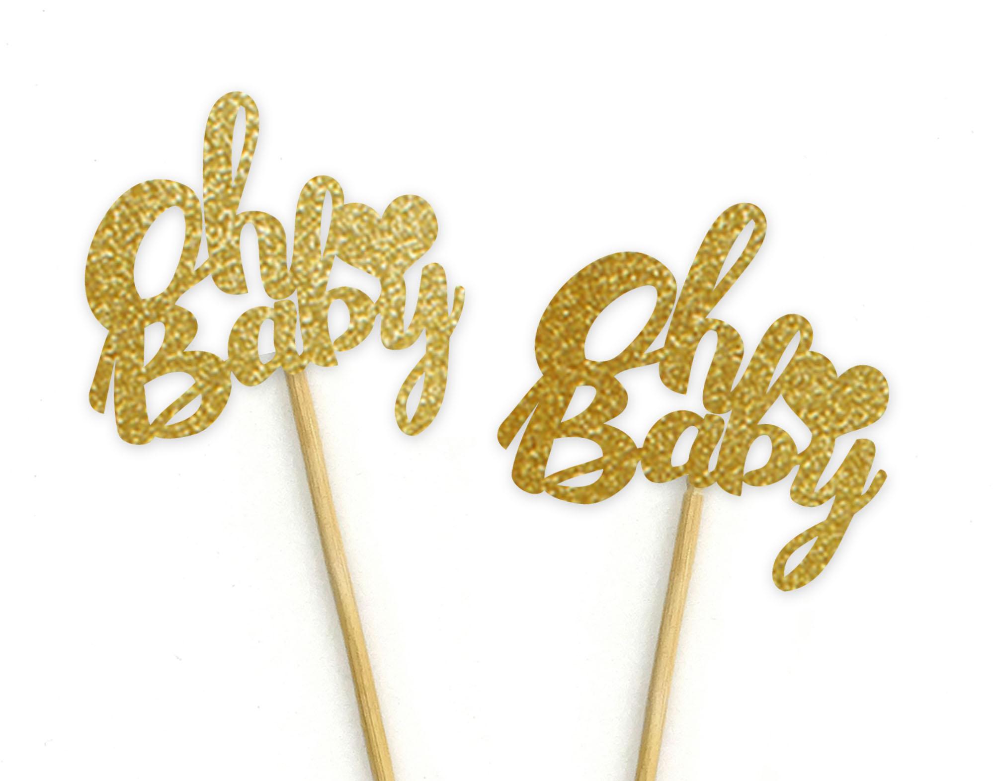 

Любий сувенір, чаші для капкейків Oh Baby, прикраси для десертів для дитячої вечірки - упаковка 4 x 4 cm золотий