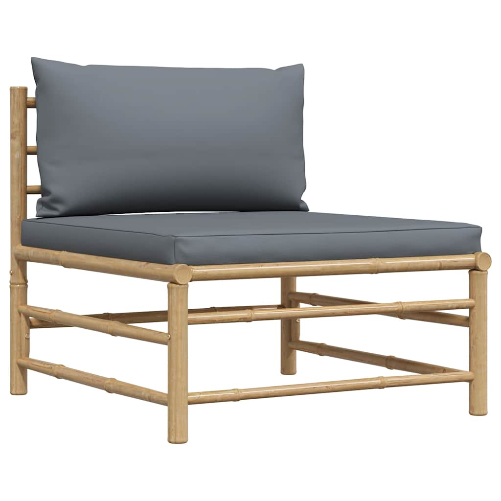 VidaXL Garten-Mittelsofa mit Dunkelgrauen Kissen Bambus