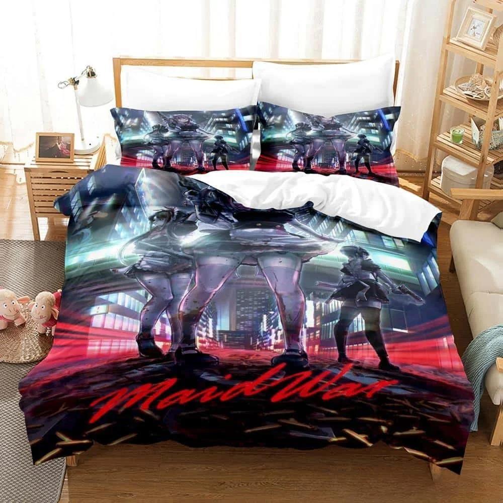 3D Anime Akiba Maid War Bedding Set Single Twin Full Queen King Size Bed Set Adult Kid Bedroom Duvet Cover Sets Home Textiles