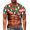 Round neck short sleeved Christmas fake abs pattern T-shirt, ugly Christmas top, men's gift funny 3D printed men's ugly Christmas T-shirt,