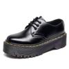 Yang Mi Thick Bottom Hole Uad Women's Boots Low Top Leather British Round Head Student Muffin
