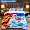 3PCS Blue Smur-f Characters Bedding Set,Including 1pc Duvet Cover And 2pcs Pillowcases Perfect for Bedroom, Dormitory, Fan Christmas Gift