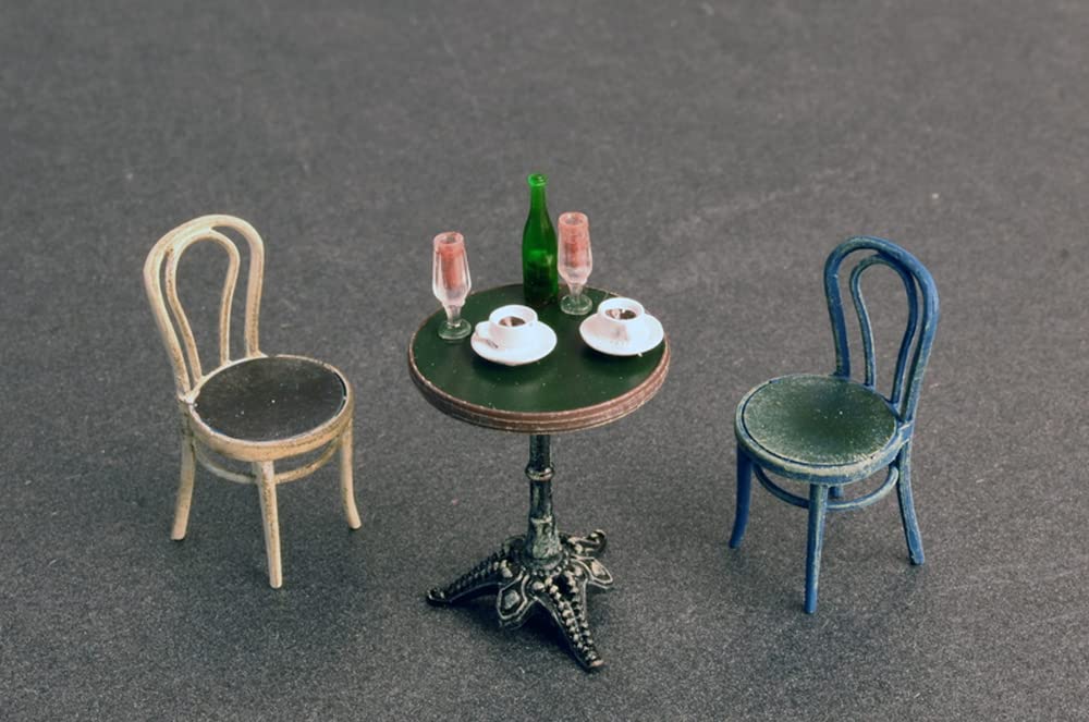 MiniArt Scale Table with Chairs and Pottery Plastic Model MA35569 1/35 Café