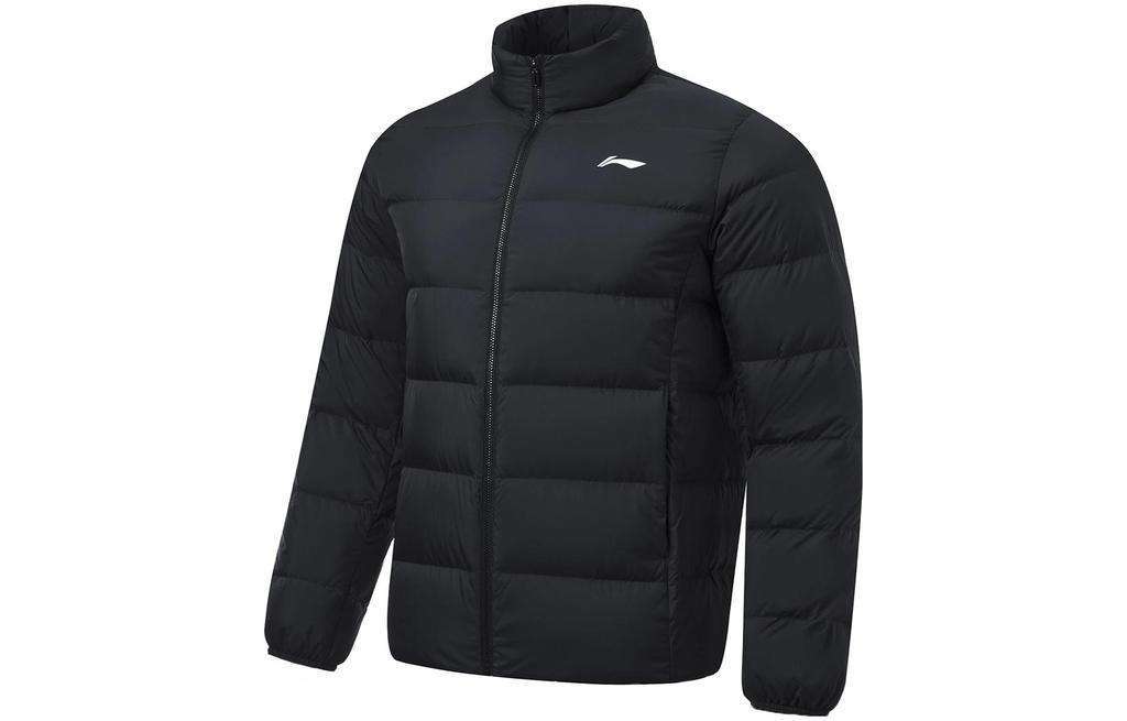 Men's Jacket Li-Ning Fitness Series Down Jackets Men's Black Stand Collar Moderate Down Jacket