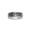 Gucci GG Marmont 3D Double G And Stripe Pattern Vintage Distressed Matte 925 Silver Ring Unisex rings Black 551899-J8400-0811