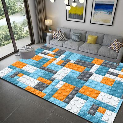 Renkli Blok Geometrik Baskılı Halı Kilim Oturma Odası Yatak Odası için Geniş Alan Kilim Baskı Zemin Halı Salonu Mat Tapetes