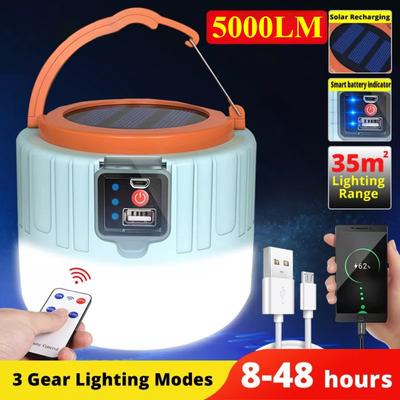 5000LM Solar LED Campinglampe USB Wiederaufladbare Glühbirne Außen Zeltlampe Tragbare Laternen Für BBQ Wandern Notlichter
