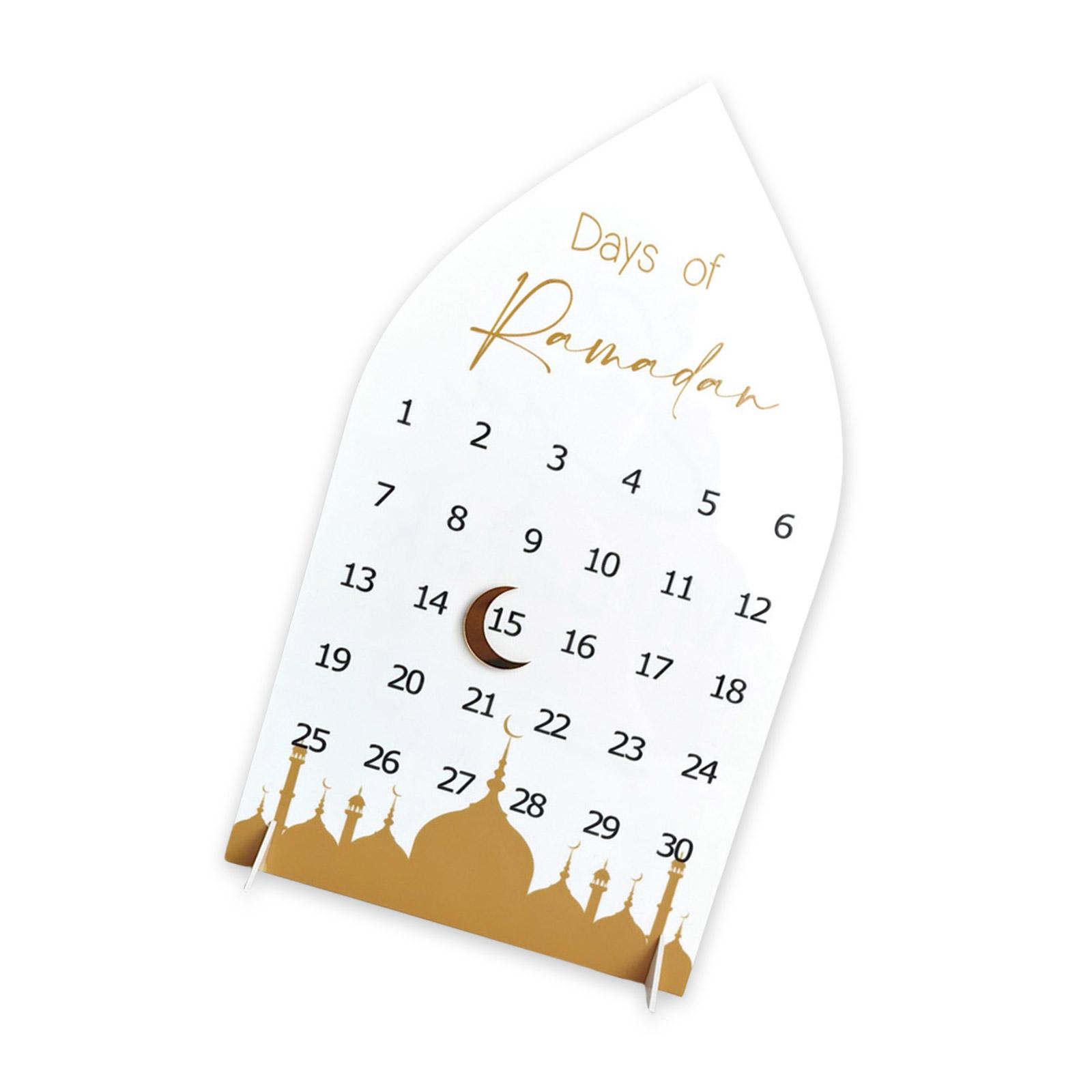 

Акриловый календарь обратного отсчета Рамадана с магнитными лунными дизайнами, легкая настройка даты, для украшения рабочего стола дома и в офисе A