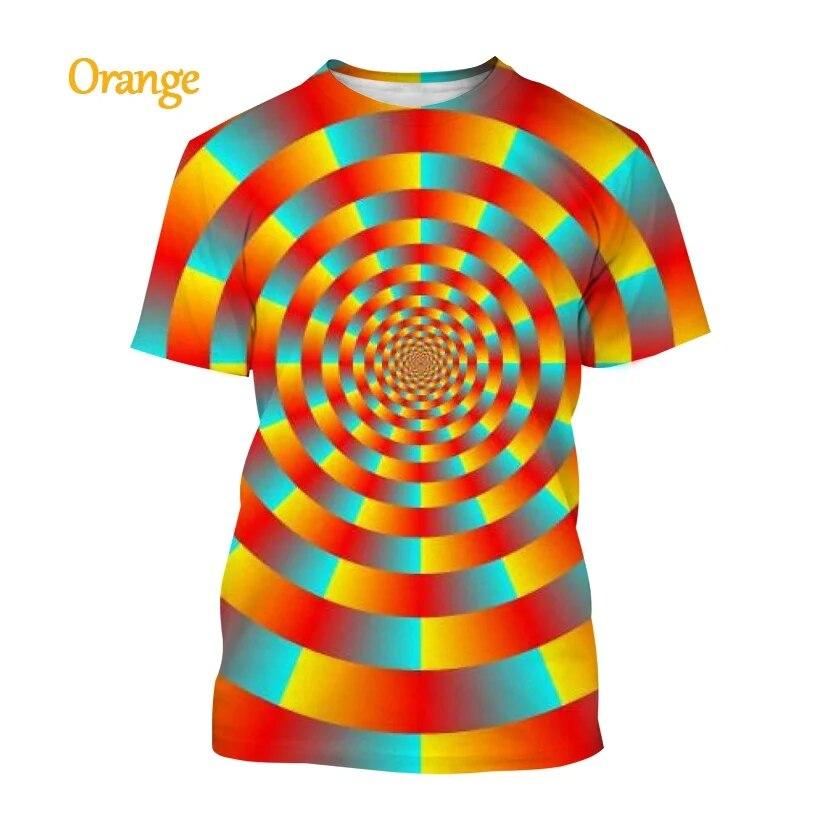 

Модная красочная футболка Vertigo с 3D принтом, индивидуальная гипнотическая уличная одежда, мужская/женская футболка с коротким рукавом