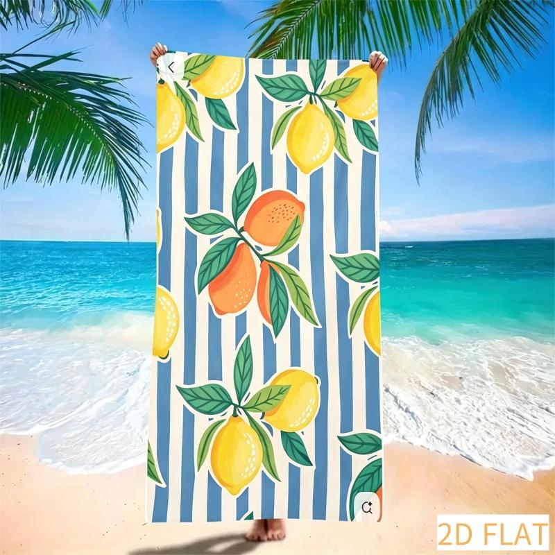 Lebendiges Zitronen-gestreiftes Strandtuch Super saugfähig Schnelltrocknend Mikrofaser Weich Sandfrei Decke für Sommer-Picknick