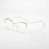 Fashion new trend European and American women fashionable metal cat eye frame spring leg personalized versatile anti-blue flat mirror