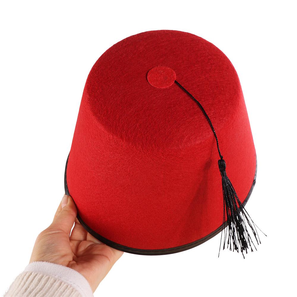 Moroccan Hat Felt Fez Cap Breathable Turkish Tassels Cap Tarboosh Fez Hat  Role Play Headwear