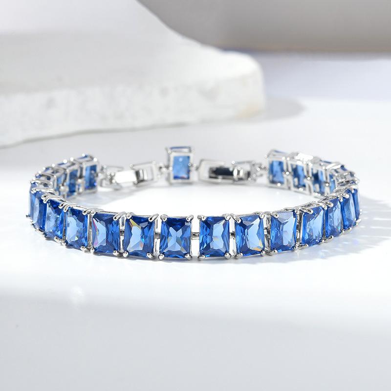 Прямоугольный цирконовый браслет, многоцветный на выбор, простые украшения с драгоценными камнями, женский подарок