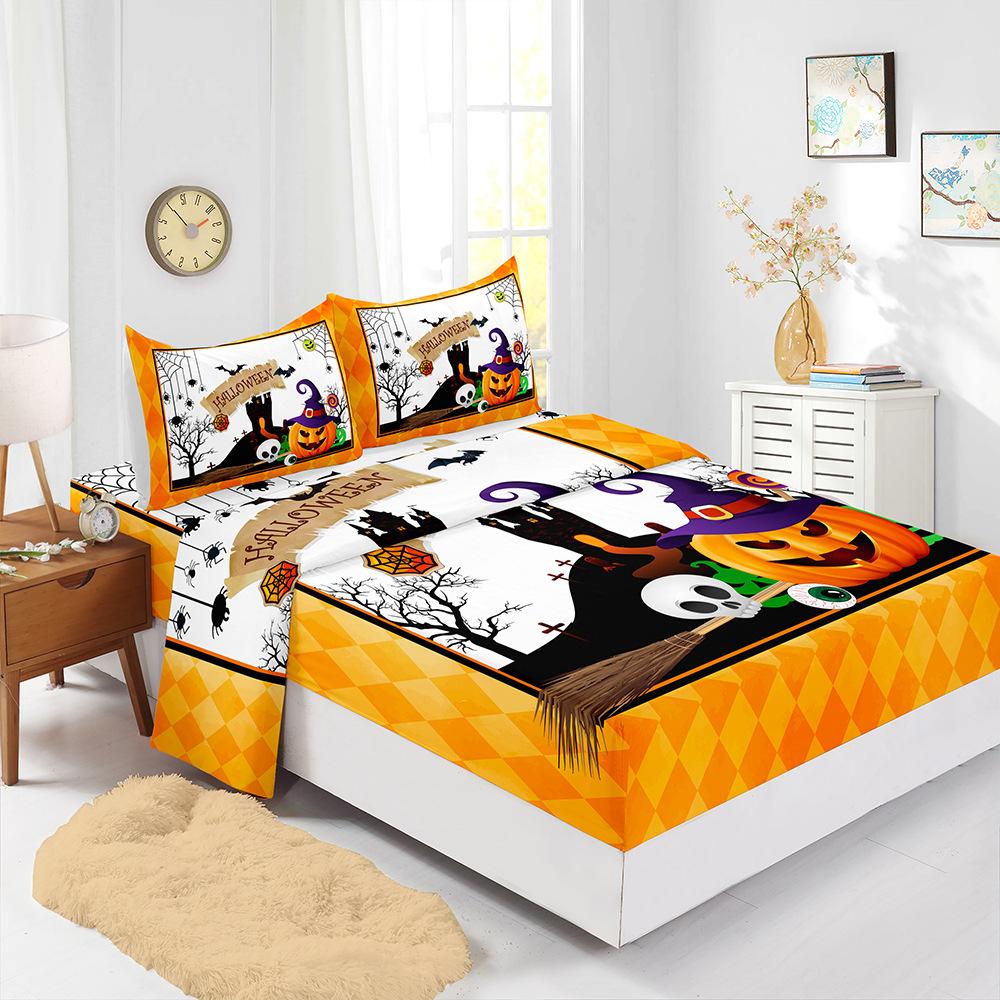 Four-Piece Mattress Set 3D Digital Printing Mattress Protective Cover Halloween Mattress