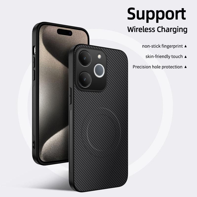Ultra Thin Carbon Fiber Phone Case For Realme Narzo 70 Pro N61 Silicone Magnetic Wireless Charge Back Cover For Realme Narzo N61