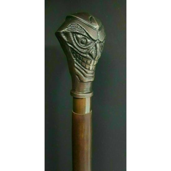 Vintage Messing viktorianischen Joker Griff Holz Stil Spazierstock Cane Designer
