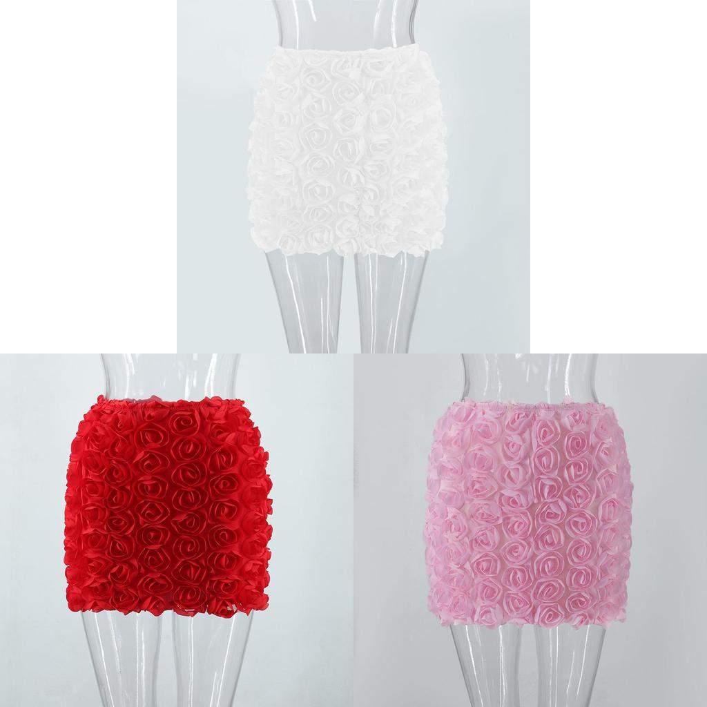 Moda de Discoteca para Mujer Minifalda con Estampado Floral 3D y Tejido Elástico para Uso Casual