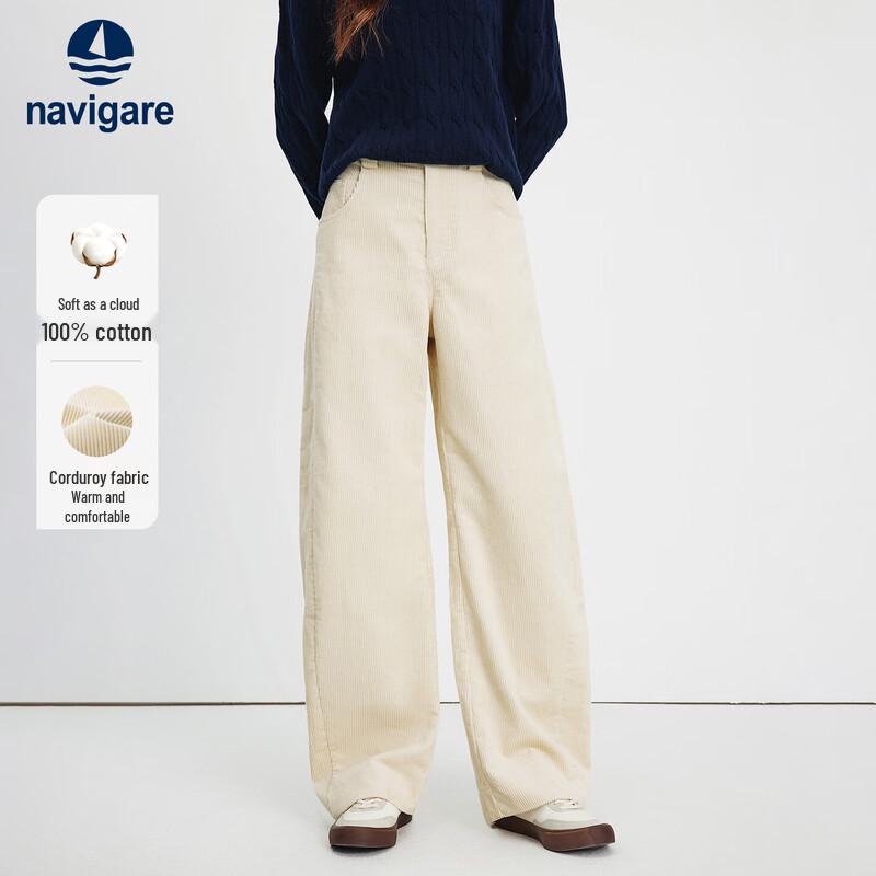 Navigare Women's 100% Cotton Corduroy Wide-Leg Casual Pants 2332075512