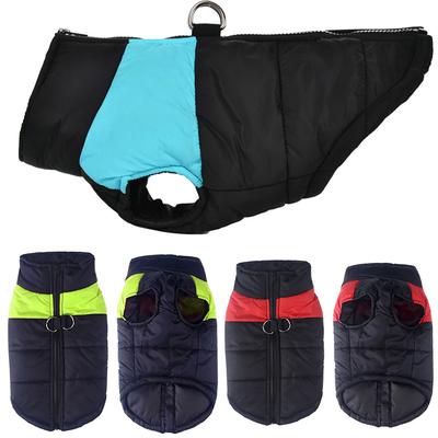 Hunde Skianzüge Winter Warm PP Baumwolle Haustierkleidung für Kleine Große Hunde Ärmellos D-Ring Großer Hund Jumpsuit Wasserdicht Spleißabdeckung
