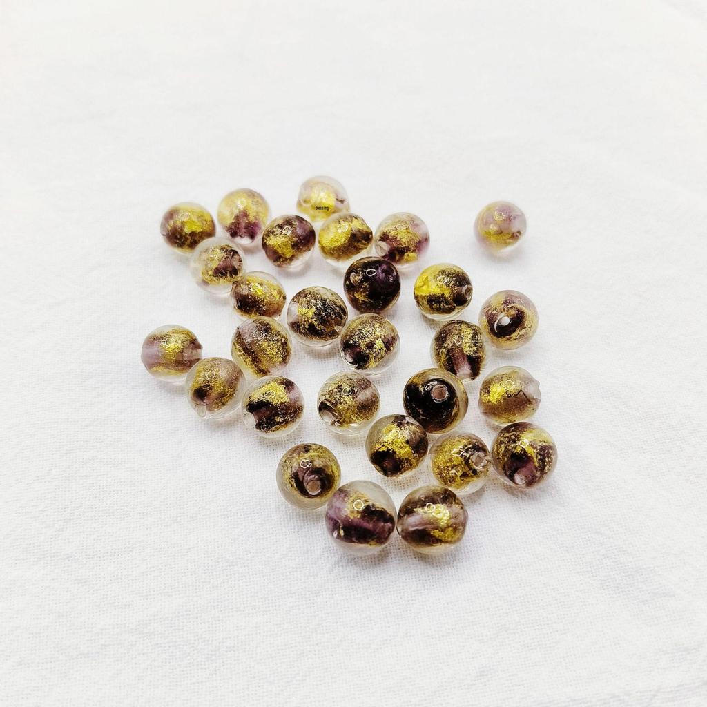 Ancient Style Gold & Silver Foil Glass Cylinder Beads for DIY Bracelet Jewelry