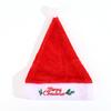 Roter Seiden-Weihnachtshut mit Santa Claus-Schriftzugstickerei und Schneeflocken-Plüsch