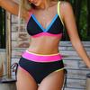 Women's High-Waisted Casual Versatile Color-Blocked Two-Piece Swimsuit