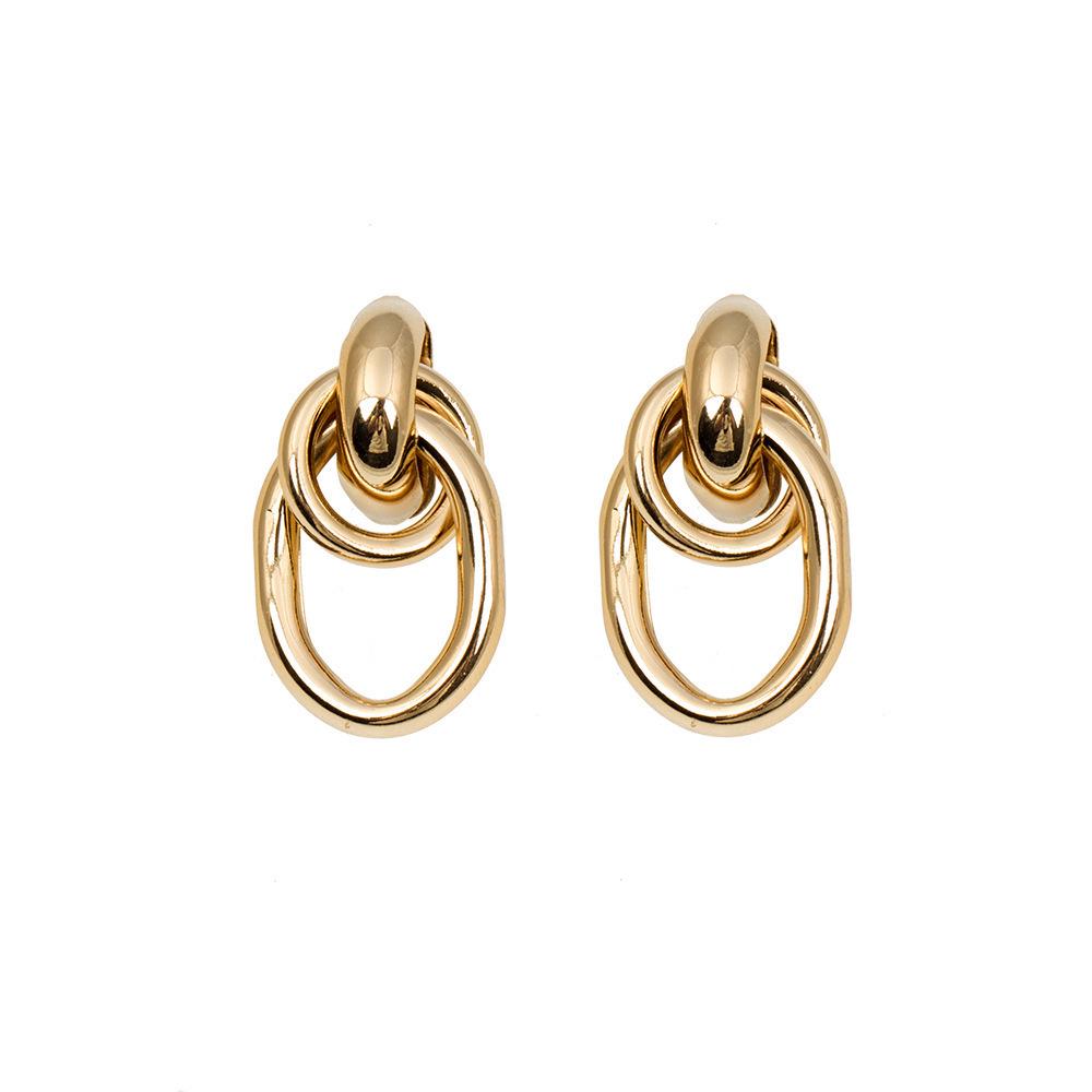 European-American Geometric Twist Circle Earrings – Stylish, Multi-layered, and Versatile
