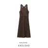 Kaslead New Women Clothes Western Style Fashion V-neck Wide Shoulder Strap Sleeveless A Word One-Piece Dress 17081205