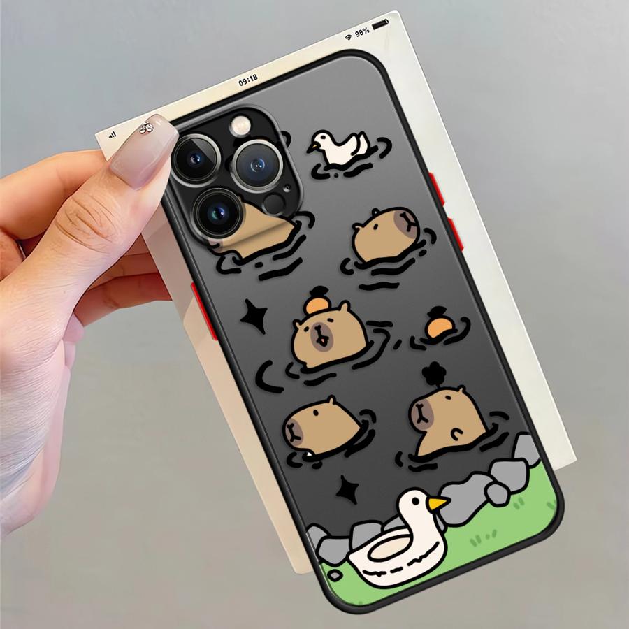 Capybara Cartoon Funda Back Phone Cover Case for iPhone 17 Pro Max 13 Mini Air 12 15 XS XR 11 16 Plus 14 7 8 SE
