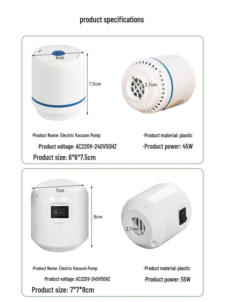 Jiajiale Wireless Vacuum Compression Pump - Electric Suction Pump with 110V EU and US Standards.