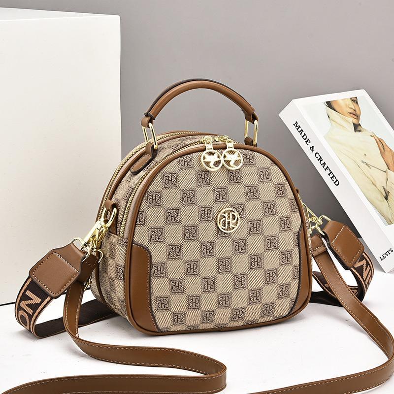 Summer new popular super fire small round bag double shoulder strap single shoulder messenger bag women's one hair