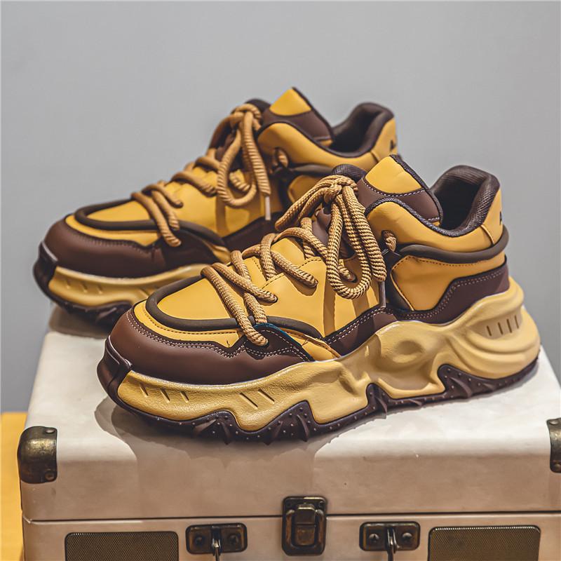 Herrenschuhe Herbst Freizeitschuhe 2024 Modetrend Hongkong-Stil Sportschuhe dicke Sohle erhöhend Dad-Schuhe Herren Douyin gleicher Stil