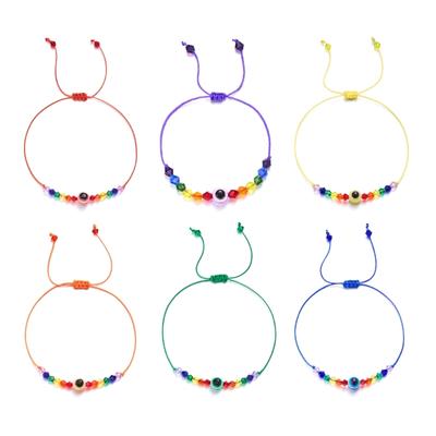 Braccialetti con Perline Arcobaleno Misura Regolabile Braccialetti Colorati con Occhio di Bue Donna