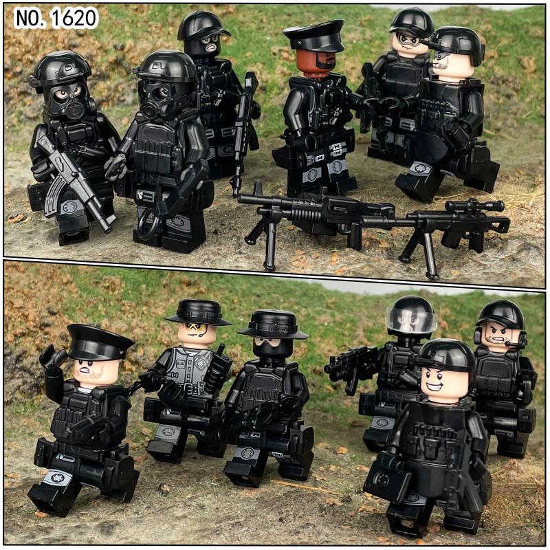Military Series Black Special Police Anti-terrorism Police Figure Building Blocks Toy