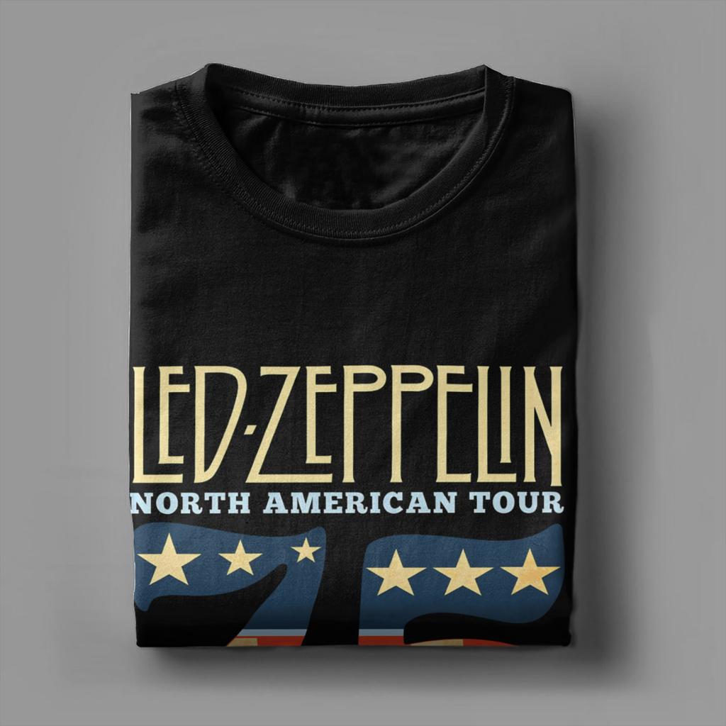 Rock Band Led Zeppelin 75th Anniversary T Shirt Summer T Shirts Men 100 Cotton Crew Neck Top Tees ShortSleeve Vintage Tshirt