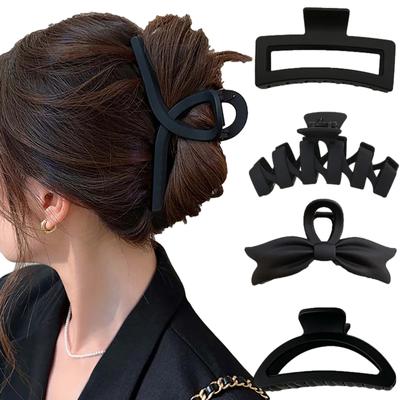 Veľká čierna spona do vlasov Ženy matná geometrická sponka do vlasov móda francúzska elegantná spona do vlasov kórejské dievča barrette vlasové doplnky