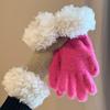 Korean Pink Lamb Plush Fingerless Gloves for Women In Winter Plus Velvet To Keep Warm Fingerless  Touch Screen Riding  Windproof and Antifreeze