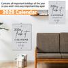2026 Wall Calendar Minimalist Style Monthly Planner Home Wall Hanging Date Organizer