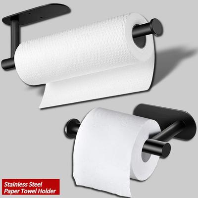 Adhesive Paper Towel Holder Toilet Roll Paper Holder Bathroom Punch-Free Roll Paper Holder Stainless Steel Black Gold Roll Rack