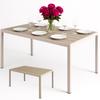 Aluminium Tisch Gartentisch Für Balkon Terrasse Für Garten Beige Holz