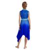Girls Liturgical Dance Dress - Sleeveless Mock Neck Tunic with Asymmetrical Hem & Shiny Sequins for Worship Performance