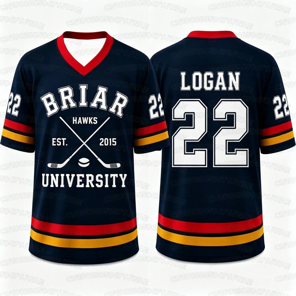 New Movie Off Campus Briar University Jersey Graham 44 LOGAN 22 DI LAURENTIS 66 Tucker 46 T-shirt V-neck Short Sleeve T-shirt