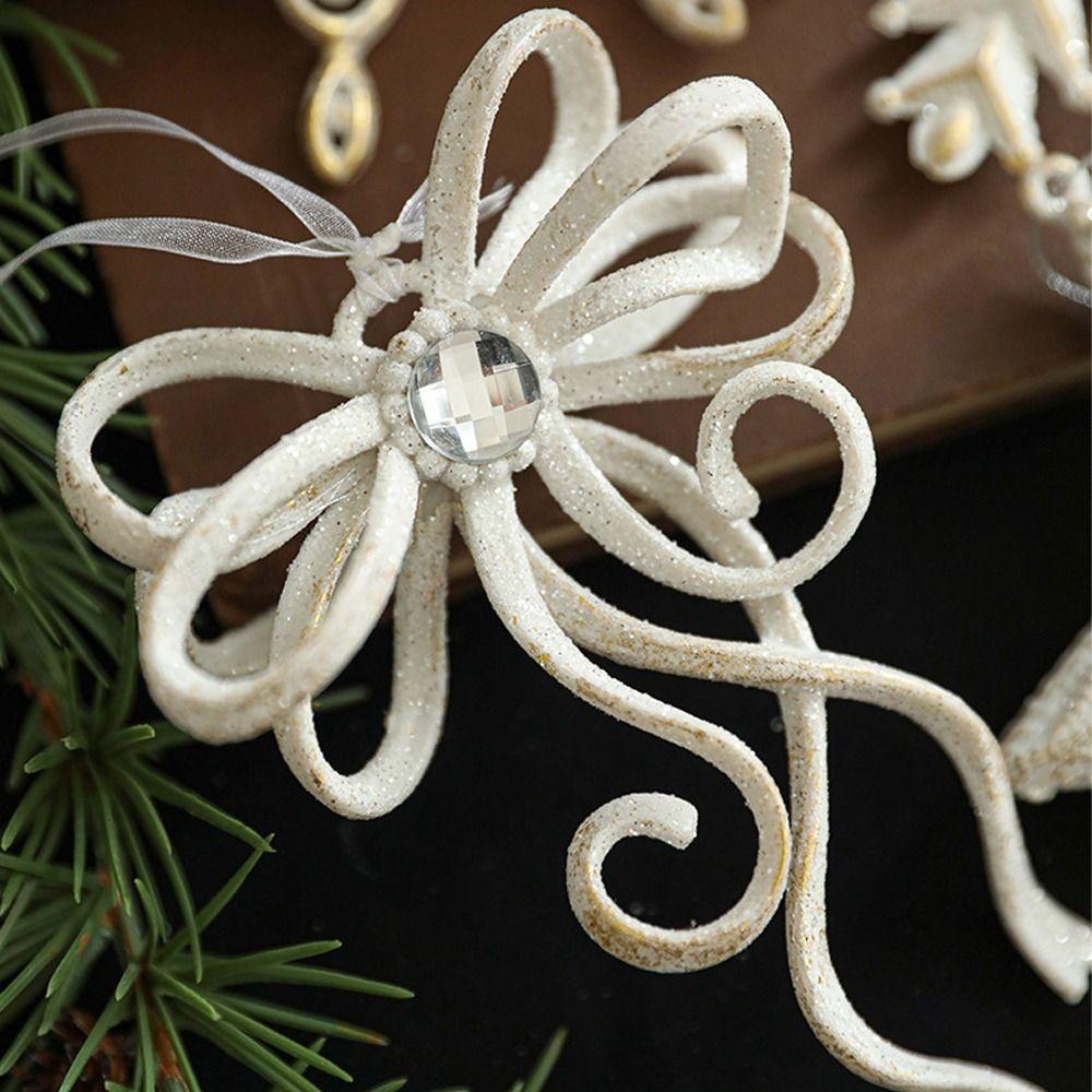 Snowflake Bowknot Christmas Angel Wings Pendant  Festive Holiday Decorations