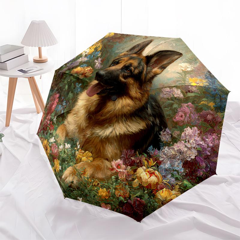 1 PC Automatic Folding Umbrella - German Shepherd Pattern, Portable & Foldable Design with 8 Ribs, Christmas Birthday Gifts