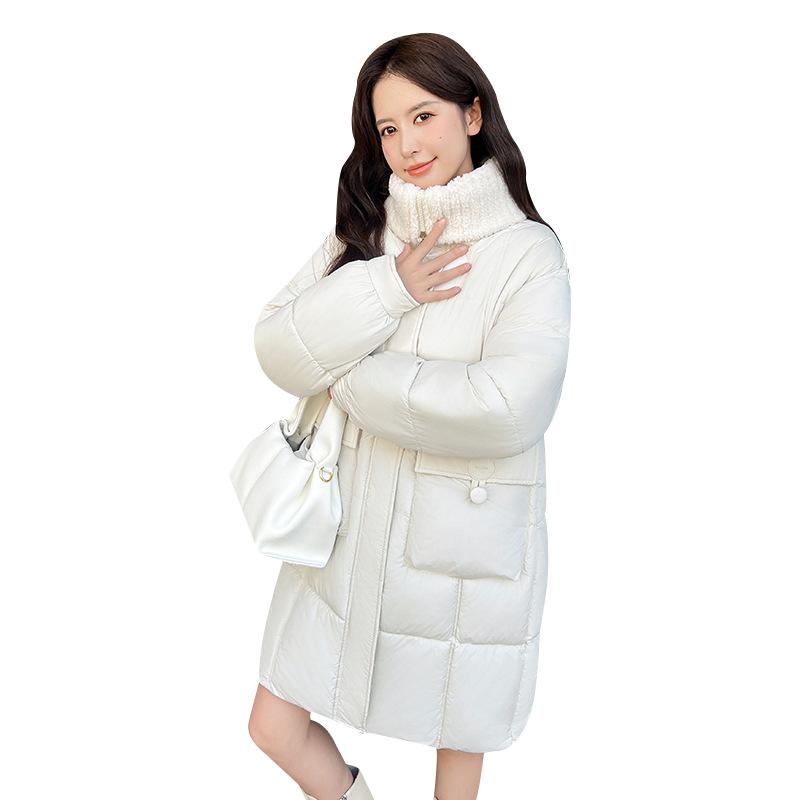 Lamb's wool down cotton jacket women's mid-length thickened jacket 2025 new winter lapel padded jacket high-end cotton jacket