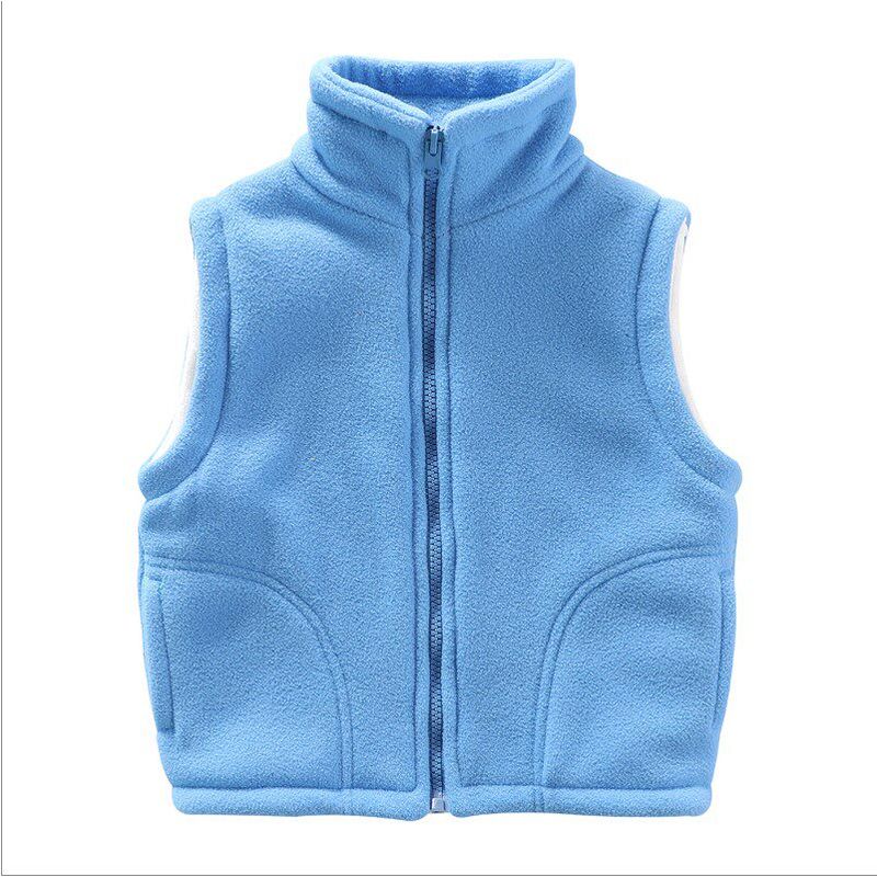 Spring and Autumn New Arrival Children Boys and Girls Pure Color Cardigan Simple Warm Polar Fleece Waistcoat
