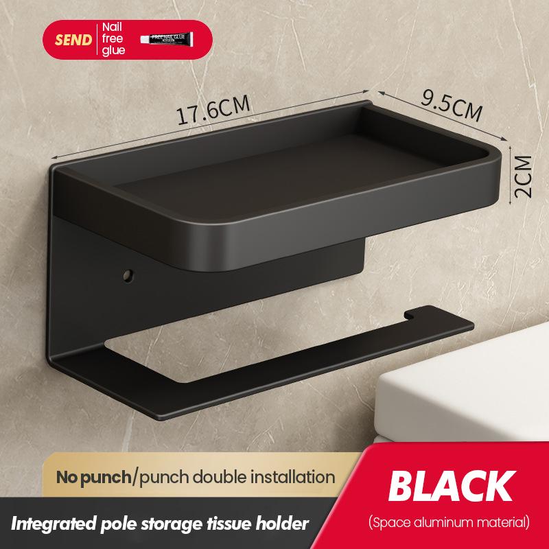 Toilet Tissue Box Wall Mounted Non Perforated Iron Tissue Holder Toilet Roll Paper Storage Rack Household Storage Products