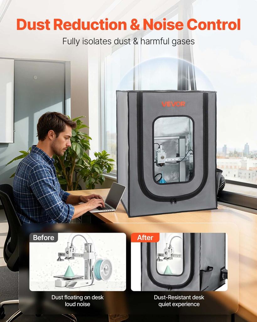 3D-Drucker-Gehäuse mit Belüftung, Staubdicht Wasserdicht Oxford-Gewebe Harz 3D-Drucker-Zelt, Konstanttemperatur Schutzhülle mit LED,