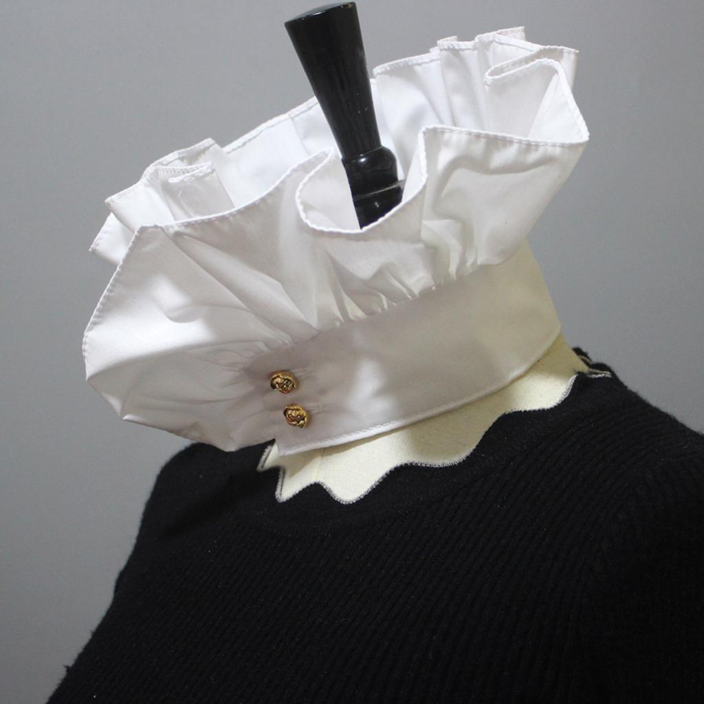 Dames Vintage Ruches Afneembare Nepkraag Victoriaans Renaissance Wit Nekkraagje Mini Capelet Vintage Choker Ketting